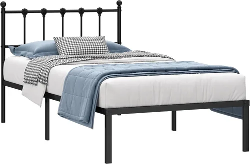 Miniatura 8 de Kujielan Armazón de Cama Tamaño Twin con Cabecera Moderna, Base de Cama de Plataforma de Metal con Soporte Fuerte, No Necesita Somier, Fácil
