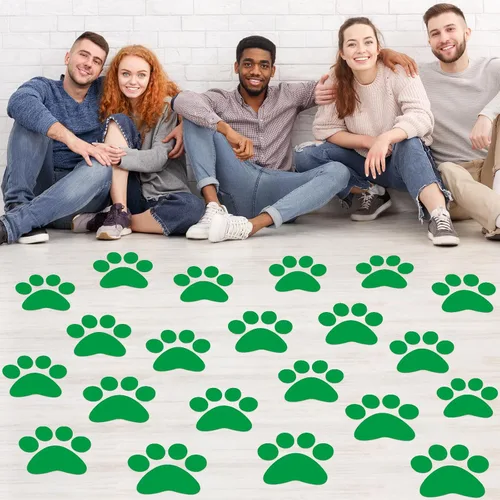 Miniatura 18 de ReliThick 30 Piezas Calcomanías de Suelo con Huellas de Patas 7.5" Huellas de Patas Grandes Adhesivo de Pared Autoadhesivo Calcomanía de Suelo