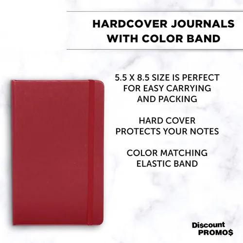 Miniatura 3 de DISCOUNT PROMOS Diarios personalizados de tapa dura con banda elástica de colores, paquete a granel personalizado, perfecto para la escuela