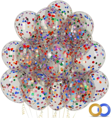 Miniatura 40 de ASIYUHY 100 globos de fiesta de colores surtidos de 12 pulgadas, globos arcoíris con cinta de 65 pies, globos coloridos de látex grueso, globos