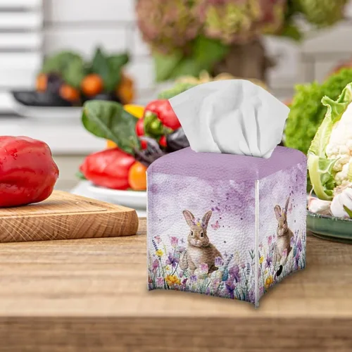 Miniatura 5 de Personalizar caja de pañuelos de cuero PU cuadrado caja de pañuelos titular personalizado su foto/logotipo/texto, personalizable en todos los lados