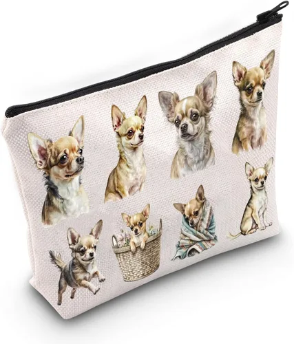 LEVLO Chihuahua Cosméticos Maquillaje Bolsa Regalo Para Chihuahua Amante Chihuahua Mamá Bolsa de Viaje Bolsa Chihuahua Mercancía Chihuahua,