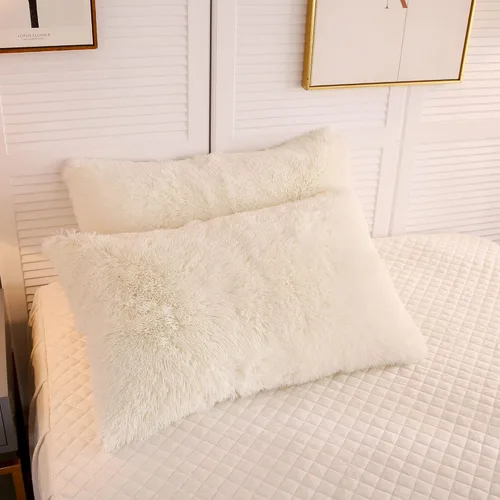 Miniatura 30 de LIFEREVO Paquete de 2 fundas de almohada de piel sintética esponjosa, fundas de almohada cuadradas de 18 x 18 pulgadas, fundas de almohada Blanco