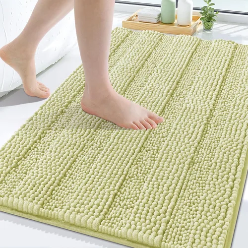 Miniatura 209 de Grandaily Alfombras de baño de felpilla a rayas de 24 x 16 pulgadas, extra gruesas y suaves, absorbentes, parte trasera de goma, alfombra de ducha