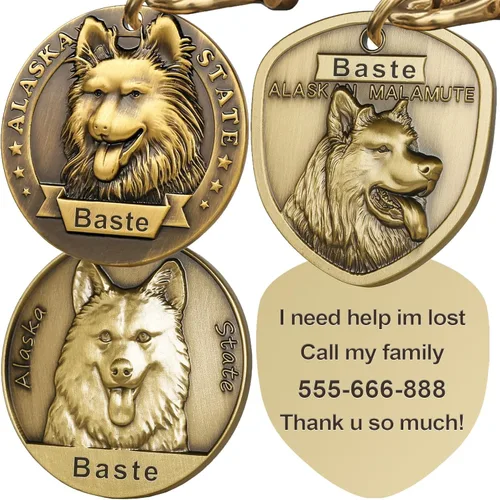Miniatura 29 de Etiquetas para Perros Golden Retriever Personalizadas para Mascotas Etiqueta de Identificación de Nombre de Perro Grabada Personalizada de Cobre 023