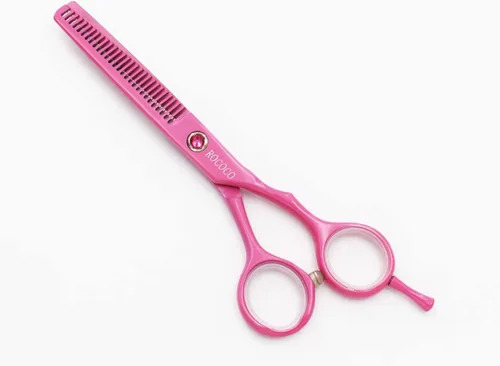 Miniatura 3 de ROCOCO Tijeras profesionales de corte de pelo rosa de 5.5 pulgadas y tijeras de adelgazamiento del cabello con maquinilla de afeitar para peluquería