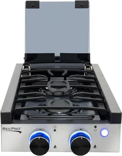 Miniatura 7 de RecPro - Estufa de gas integrada para RV 2 quemadores o 3 quemadores Estufa de cocina para RV Quemadores de 6,500 y 8,000 BTU Funda incluida