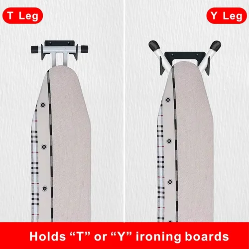 Miniatura 5 de Soporte para tabla de planchar para montaje en pared, gancho oculto para tabla de planchar con pierna en T para cuarto de servicio, cuartos