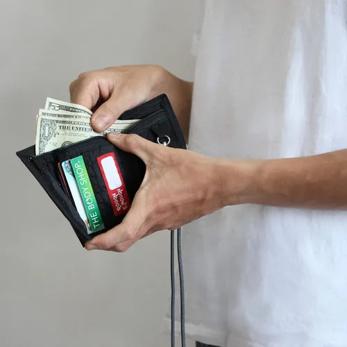Miniatura 7 de Rough Enough - Cartera para niños con cordón para el cuello con cremallera, monedero y tarjetero color negro