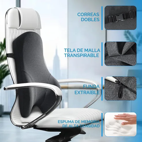 Miniatura 9 de Teemour Almohada de apoyo lumbar para automóvil, camión, accesorios de espuma viscoelástica, cojín de respaldo para asiento de conducción, soporte