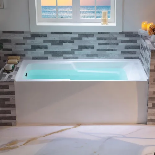 Miniatura 22 de WOODBRIDGE Bañera rectangular de acrílico de 60 pulgadas en blanco con drenaje derecho, desagüe desplegable negro mate incluido BA6030R Mate negro