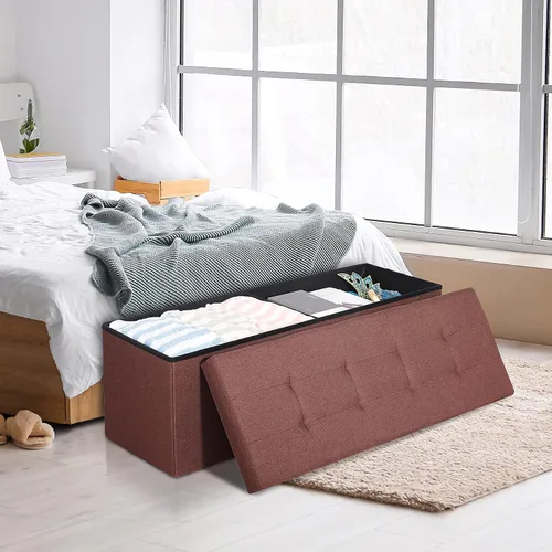 Miniatura 2 de Nova Microdermabrasion Banco de almacenamiento plegable otomano cuadrado de 43 pulgadas, con reposapiés, para dormitorio, sala de estar, soporta