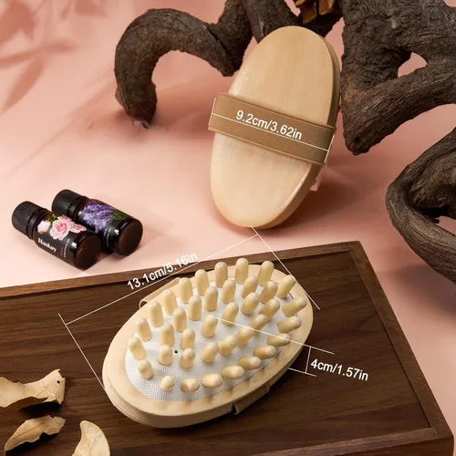 Miniatura 7 de 2 cepillos de masaje Meridian, herramientas de masaje de terapia de madera con aceite esencial, cepillo meridiano de mano para grasa del vientre