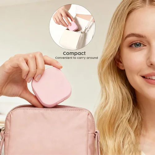 Miniatura 7 de Funda rosa para lentes de contacto con lavadora de limpieza manual, herramienta portátil 5 en 1 para quitar lentes de contacto, incluye espejo