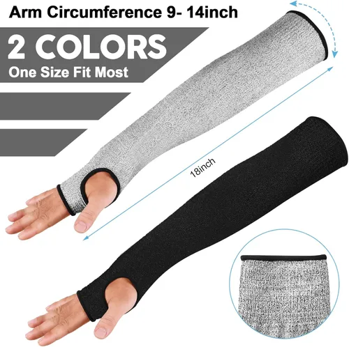 Miniatura 2 de JaGely 6 pares de mangas resistentes a cortes nivel 5 con agujero para el pulgar de 18 pulgadas, mangas de protección para brazos para granjeros