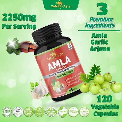 Miniatura 6 de Cápsulas orgánicas Amla de 2250 mg y Arjuna, Ajo Suplementos naturales de vitamina C, altos antioxidantes, rejuvenecedor Apoya la inmunidad