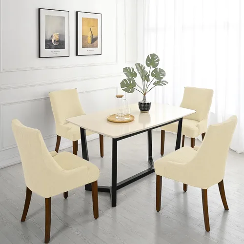Miniatura 5 de Wingback - Funda impermeable para silla, funda de jacquard elástica (beige, 1 unidad) Instant room refresh with easy cleanup, dependable mess