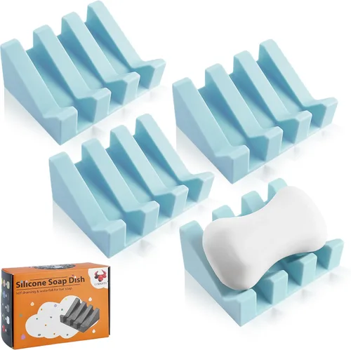 Miniatura 22 de Jabonera Autodrenante con Soporte, Jabonera de Silicona, para Baño, Cocina, Esponjas, Puede Extender la Vida del Jabón, Mantiene las Barras de Jabón