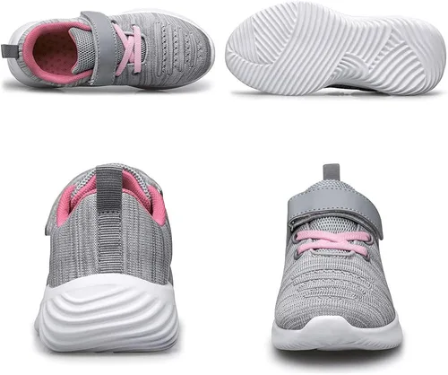 Miniatura 5 de Wonvatu - Tenis para niños pequeños con correa para caminar y correr Tenis atléticos para correr