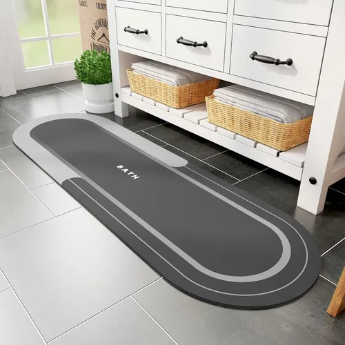 Miniatura 27 de MontVoo Alfombra de baño antideslizante, de secado rápido, resistente a las manchas para el suelo del baño, alfombra de ducha de fácil cuidado