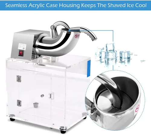 Miniatura 6 de Costzon Máquina comercial de cono de nieve, afeitadora de hielo de acero inoxidable de 440 libras/H con cuchillas dobles, máquina eléctrica de cono