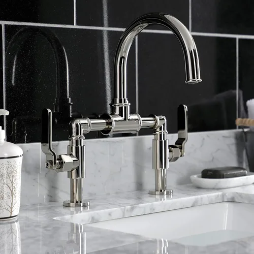 Miniatura 6 de Kingston Brass KS2176KL Whitaker Bridge - Grifo de baño, 13.38 x 6.5 x 12.5, níquel pulido