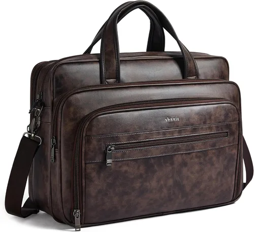 Miniatura 10 de Bolso de Mensajero de Cuero Shrrie para Hombres y Mujeres de 17 Pulgadas, Bolso para Laptop de Gran Capacidad Resistente al Agua, Bolso de Hombro