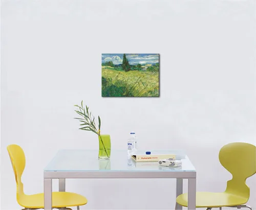 Miniatura 3 de Wieco Art Green Field 1889 - Lienzo decorativo clásico de Van Gogh, arte de pared estirado listo para colgar para decoración de oficina en casa