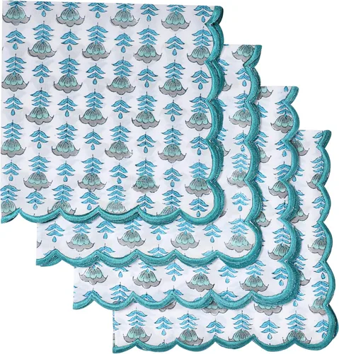 Miniatura 35 de Ridhi Juego de 4 servilletas bordadas reutilizables de algodón para bodas, fiestas, regalo diario para primavera, Pascua, San Valentín