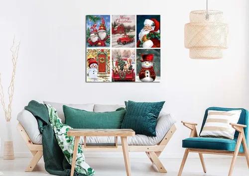 Miniatura 4 de PJOESL Paquete de 6 kits de pintura de diamantes de Navidad para adultos, arte de diamantes de imitación 5D, arte redondo completo de diamantes