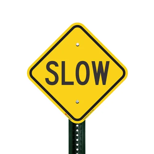 Miniatura 4 de SmartSign Letrero de metal "Slow" de 12 x 12 pulgadas, aluminio de 63 mil, material reflectante laminado 3M, negro y amarillo, fabricado en Estados