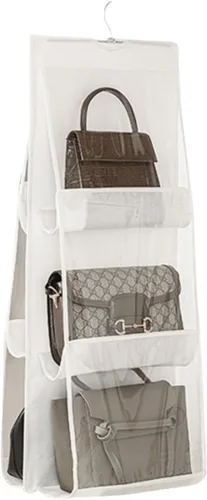 Miniatura 20 de HAN SHENG Organizador transparente para bolsos y bolsos, con 6 bolsillos, almacenamiento para colgar bolsas, estante colgante que ahorra espacio