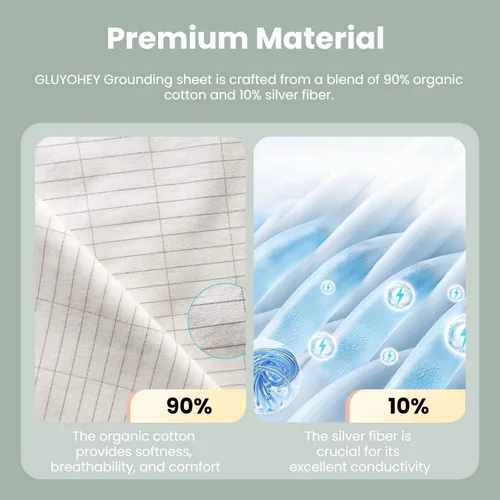 Miniatura 2 de Grounding Sheets - Sábana bajera ajustable de 15 pulgadas de profundidad, tamaño individual XL con cordón de tierra, 90% algodón orgánico + 10%