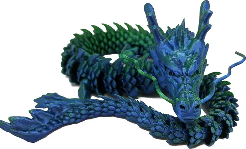 Miniatura 10 de Dragón impreso en 3D – Personalizable, hecho a pedido, juguete articulado del dragón mítico, regalo (M, negro con vientre verde lima)