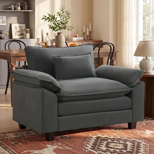 Miniatura 14 de Oprisen Sofá Seccional Modular, Cómodo Cloud Couch Sofá Seccional, Sofá Cama de Chenilla con Asiento Profundo con Almohadas Decorativas para Sala