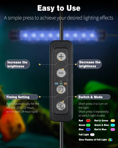 Miniatura 3 de Pawfly Luz LED para Acuario de 1.8 W, Luz Submersible de 7.5 Pulgadas Bajo el Agua para Tanque de Peces con Temporizador de Encendido/Apagado