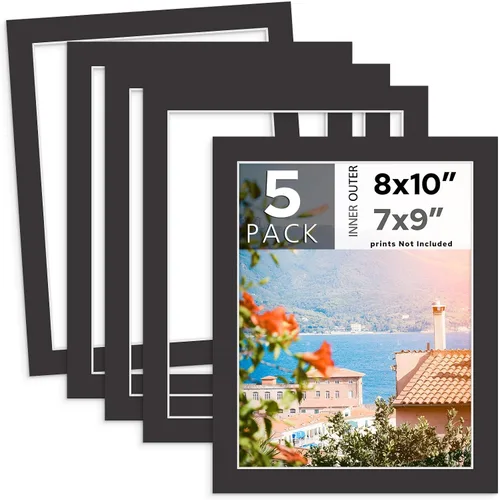 Miniatura 8 de MBC MAT BOARD CENTER, Paquete de 5 paspartús negros de 4x6 para fotos de 3x5, corte biselado, libre de ácido, grosor de 4 capas