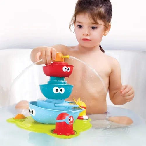 Miniatura 3 de Yookidoo Juguete de baño para bebé (juego de 7 piezas) – Fuente de bañera Stack N' Spray – Fuente mágica de pulverización para diversión en el baño