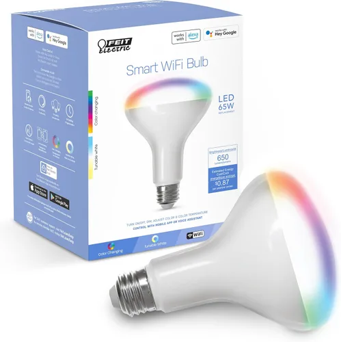 Miniatura 12 de Feit Electric BR30/927CA/AG Bombilla LED inteligente WiFi regulable equivalente a 65 W, no requiere concentrador, Alexa Google Assistant BR30, 5" A