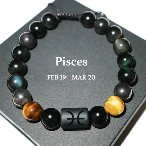 Miniatura 38 de Pulseras de la amistad, pulsera de obsidiana negra arcoíris para mujeres y hombres, 0.394 pulgadas (0.394 in), ojo de tigre, hematita y cristal
