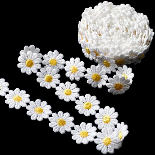 Miniatura 21 de 5.47 yardas, cinta de coser de encaje floral, adornos decorativos suaves para envolver ramos, lazos de bricolaje, clip para el cabello, decoración