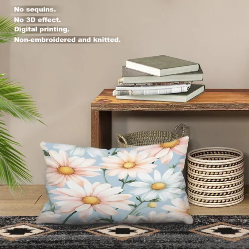 Miniatura 21 de Batmerry Flowers with Stems Throw Pillow Covers, Beautiful Floral Decorative Pillow Covers Digital Printing Blended for Couch Sofa Bed Invisible