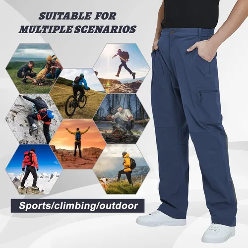 Miniatura 7 de MEETYOO Pantalones cargo de senderismo para hombre, impermeables, tácticos, ligeros, elásticos, para acampar