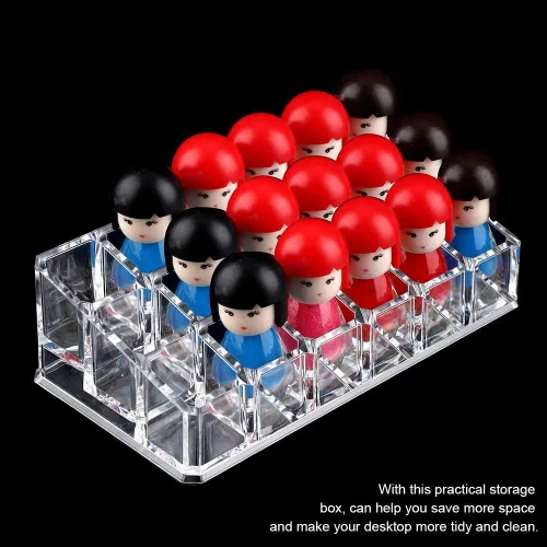 Miniatura 5 de Acouto Organizador de lápiz labial portátil con 18 ranuras, mini gabinetes, cajón, joyería, maquillaje, cosméticos, caja de almacenamiento, soporte