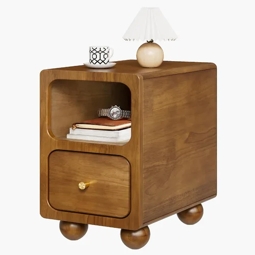 Miniatura 14 de Mesita de noche de madera maciza, mesita de noche estrecha con cajones, mesita de noche moderna negra de mediados de siglo, mesita de noche pequeña
