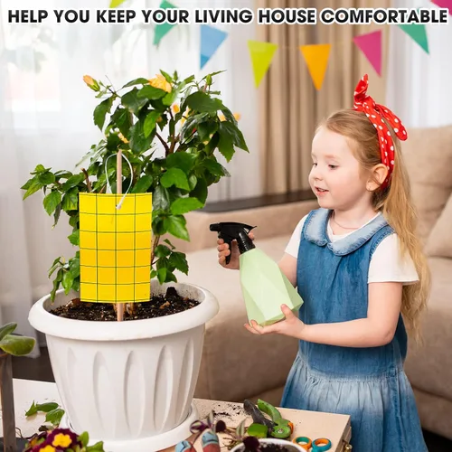 Miniatura 5 de Qualirey 300 Trampa Adhesiva para Mosquitos 3 x 5'' Trampa Adhesiva de Doble Cara para Moscas de la Fruta con Atadura para Planta para Insectos