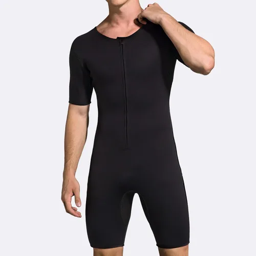 Miniatura 2 de Traje de sauna de neopreno para hombre, moldeador de cuerpo para fitness, gimnasio, ejercicio Negro