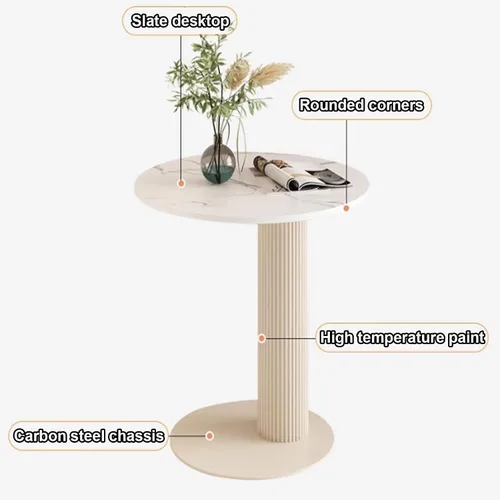 Miniatura 7 de Sude Table Mesa auxiliar auxiliar para sala de estar, mesa auxiliar con patrón de mármol, la parte superior redonda es fácil de montar, fácil