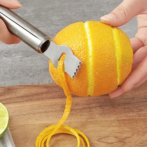 Miniatura 4 de 3 Uds. Limón Zester Herramienta Pelador de cítricos Rallador Zester con mango Rallador de frutas de acero inoxidable Cuchillo de pelar multiusos