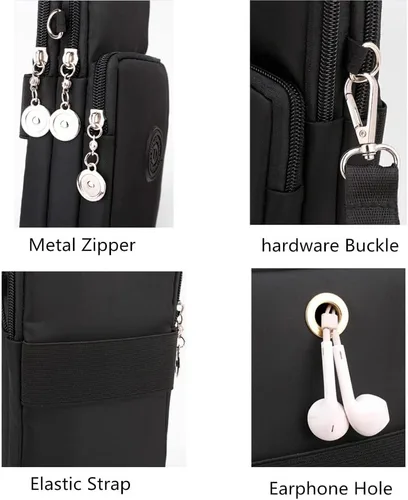 Miniatura 4 de Bolsa de viaje para teléfono celular, bolsa cruzada para Galaxy S25 Ultra S24 Ultra S25+ S24 FE A16 A36 Moto G 5G 2025 OnePlus 13 Negro